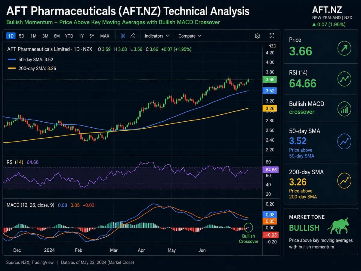 A technical analysis dashboard for AFT Pharmaceuticals Limited (AFT.NZ)