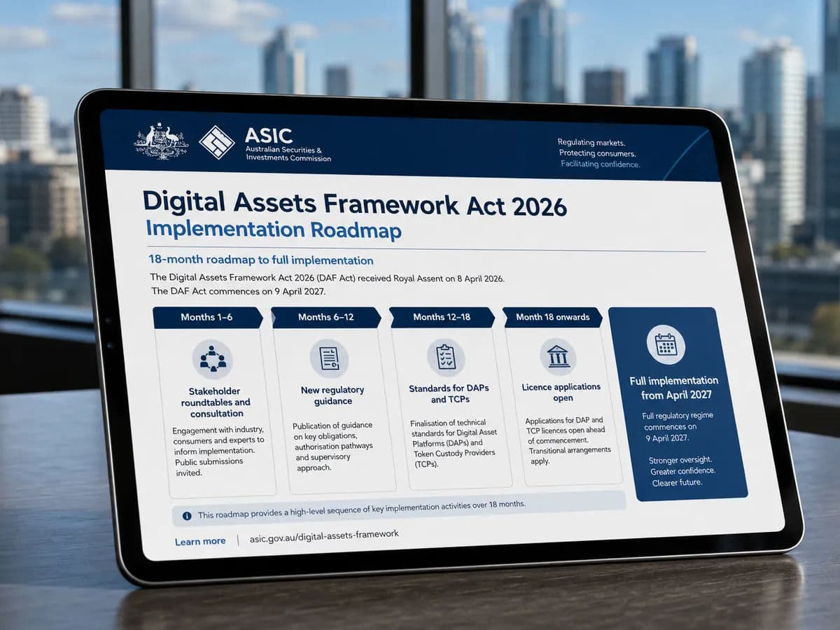 An image displaying the ASIC 18-month implementation roadmap document.