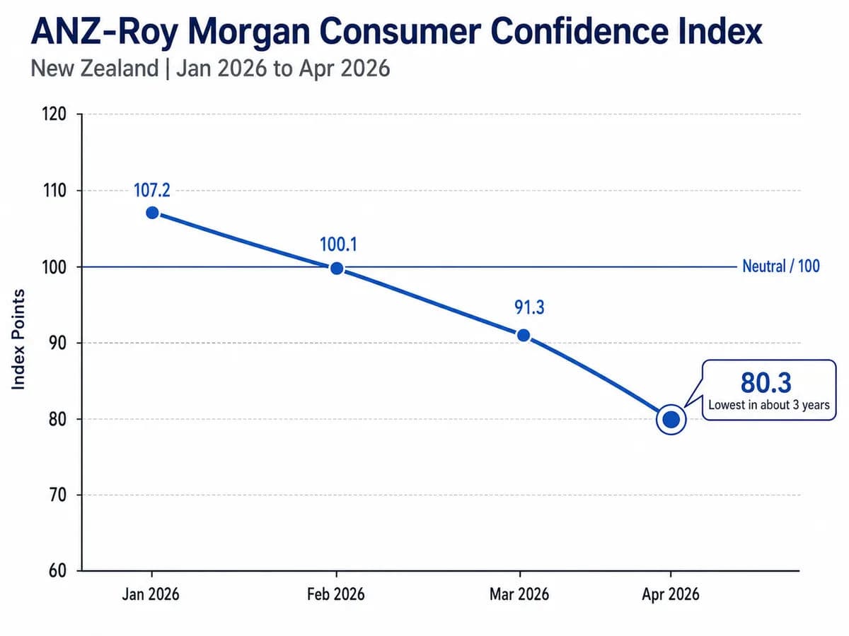 A line graph representing the ANZ-Roy Morgan Consumer Confidence Index.